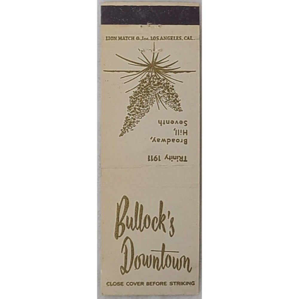 Front Strike Matchbook Bullock’s Downtown Los Angeles CA California Department S